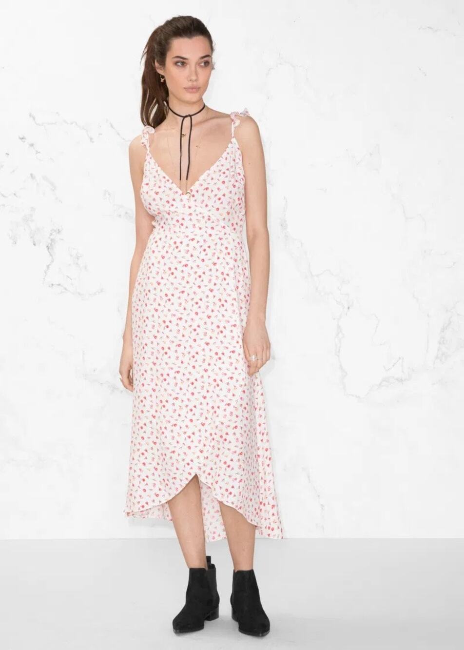 ❣️5/$25 & Other Stories Ditsy Floral Midi Wrap Dress Size 10 Cottagecore Western